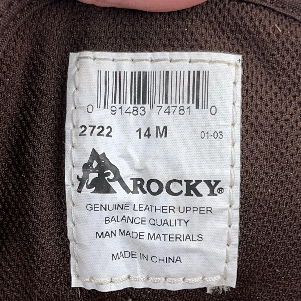 Rocky Ride Mens Boots 14 M Brown Leather Soft Toe Lace‎ Up Waterproof Work